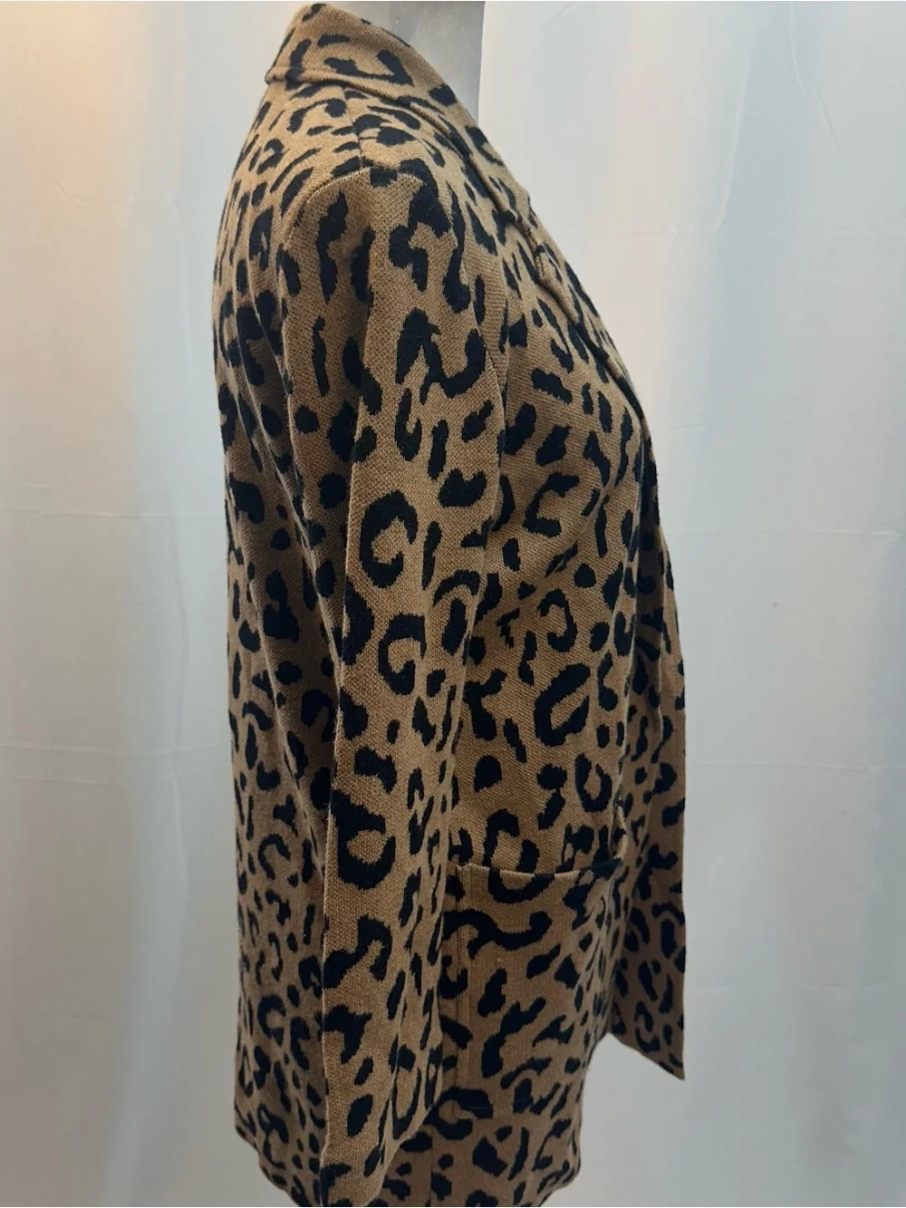 J. Crew Leopard Print Open-Front Cardigan in Tan and Black XXS